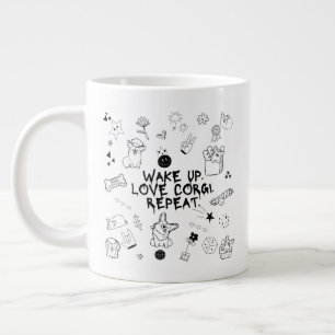'Aufwachen. Corgi lieben. Wiederholen.' Spielerei Jumbo-Tasse