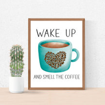 Aufwachen und den Kaffee riechen - Aquarell-Kaffee