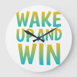Aufwachen und Gewinnen Motivierende Typografie Große Wanduhr