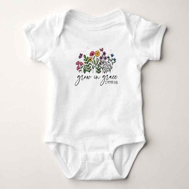Aufwachsen in Grace - Vibrannendes florales Inspir Baby Strampler (Vorderseite)