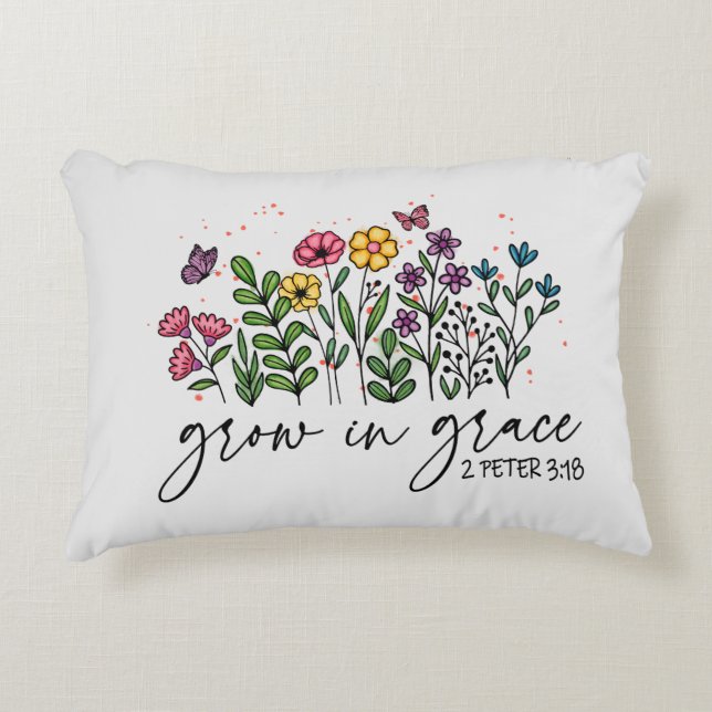 Aufwachsen in Grace - Vibrannendes florales Inspir Dekokissen (Vorderseite)