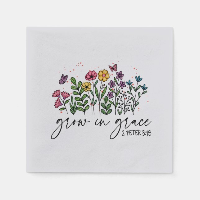 Aufwachsen in Grace - Vibrannendes florales Inspir Serviette (Vorderseite)