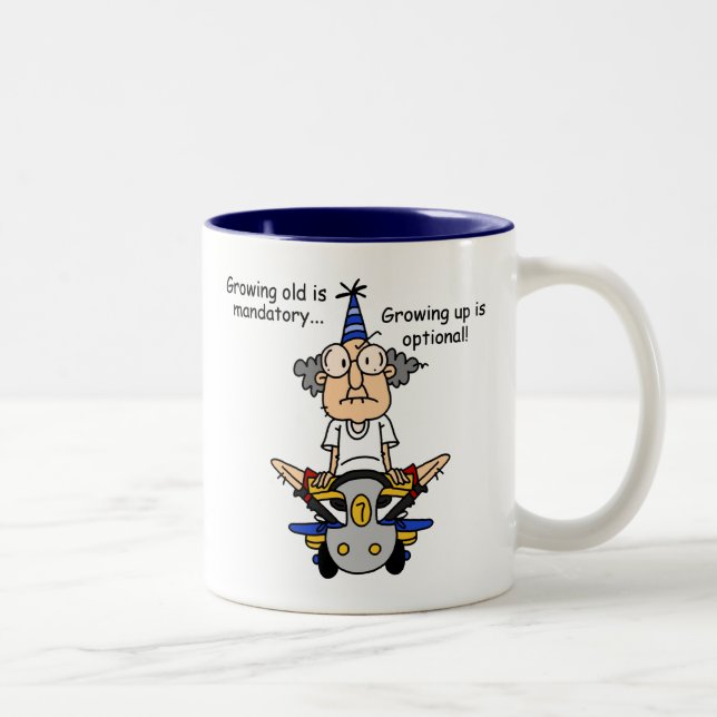 Aufwachsen ist fakultativer Spaß Zweifarbige Tasse (Rechts)