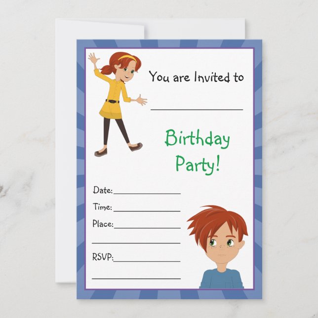 Aufwachsen mit Abbey und Sam Einladungen (Vorderseite)