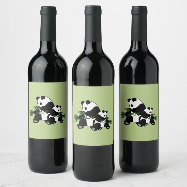 Aufwachsen Panda Weinetikett (Flaschen)