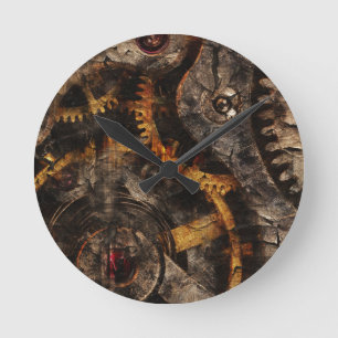 Aufwärts - Steampunkgetriebe Runde Wanduhr