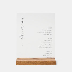 Aufwendige minimalistische Bar-Speisekarte Acrylschild