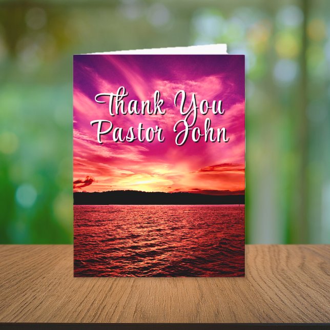 Aufwertung des Pink Sunset Pastors Dankeskarte (Ocean Pink Sunset Pastor Appreciation Thank You Card)
