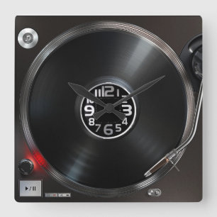 Aufzeichnungen und Turntable Quadratische Wanduhr