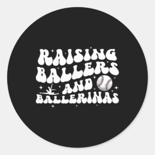 Aufziehen von Ballern und Ballerinas Baseball und Runder Aufkleber