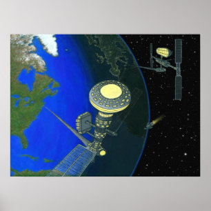 Aufzug für die Raumstation Poster