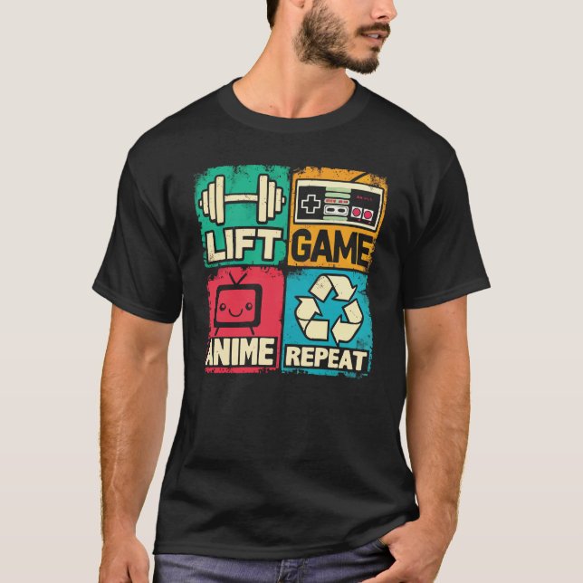Aufzug, Spiel, Anime, Wiederholung T-Shirt (Vorderseite)