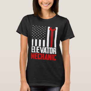 Aufzugmechaniker Amerikanische Flagge für Aufzugte T-Shirt