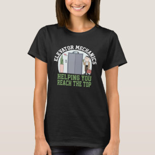Aufzugmechaniker helfen Ihnen, die Spitze vertikal T-Shirt