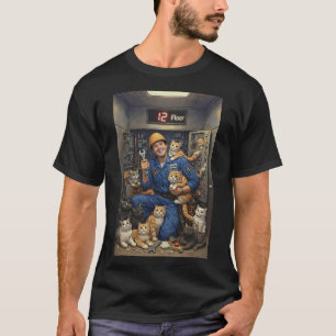 Aufzugsmonteur mit seinen Katzen T-Shirt