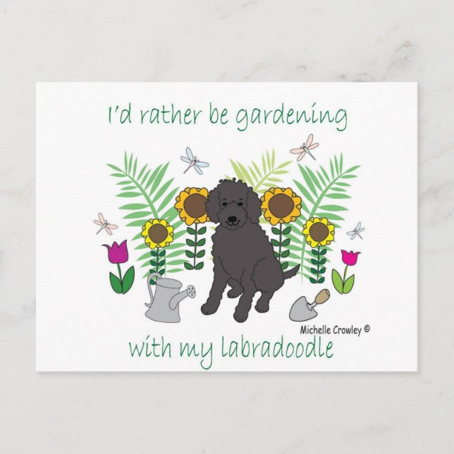 aug12015gardLabradoodleBlk.jpg Postkarte (Vorderseite)