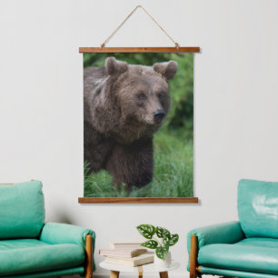 Aug in Aug mit einem Grizzly Wandteppich Mit Holzrahmen