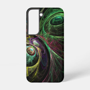 Aug' in Aug' moderne fraktale grüne goldene abstra Samsung Galaxy Hülle