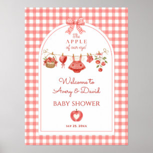 Augapfel-Baby-Shower Rot Gingham Poster