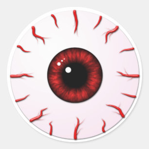 Augapfel mit roter Iris und roten Adern Runder Aufkleber