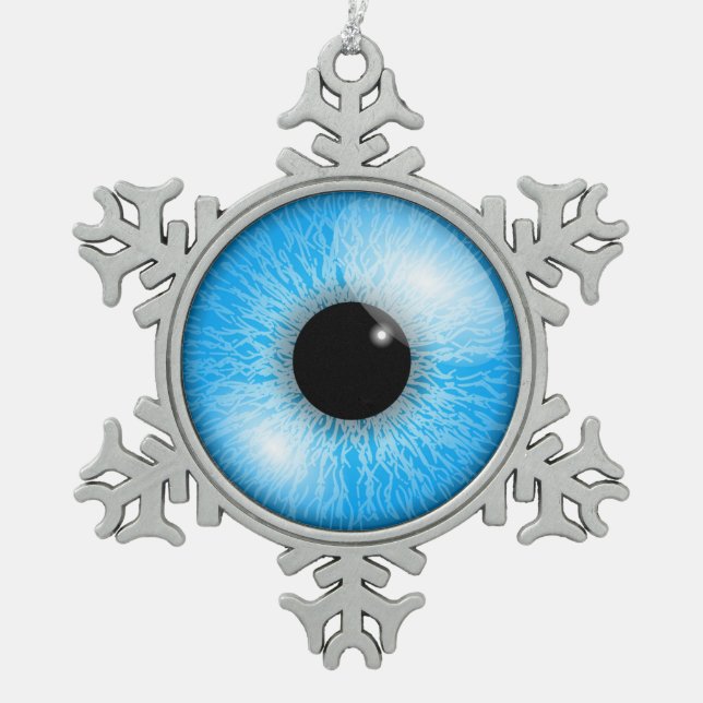 Augapfel Schneeflocken Zinn-Ornament (Vorderseite)