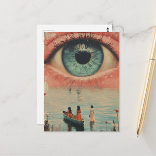 Augapfel Surreal Vintage Frauen in einem Kanu Postkarte