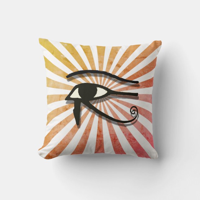 Auge ägyptisches Symbol Retro Sun Zeichnend Kissen (Vorderseite)