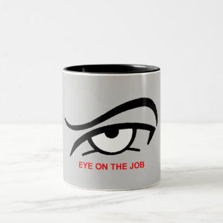 Auge auf dem Job Zweifarbige Tasse