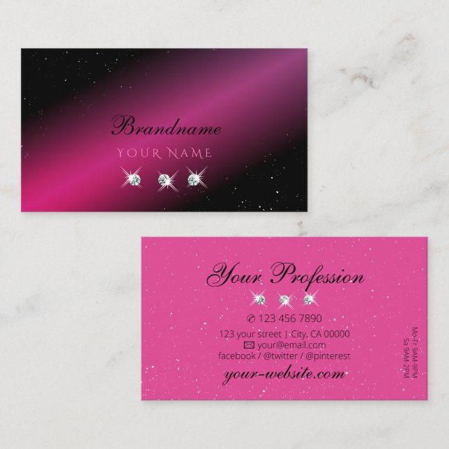 Auge Catching Black Pink Sparkle Diamonds Stilvoll Visitenkarte (Vorne/Hinten)
