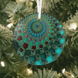 Auge Chameleon Aquamarines Abstraktes Fraktal Mand Ornament Aus Glas