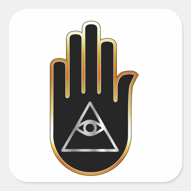 Auge der Vorsehung in handreligiösem Symbol Quadratischer Aufkleber (Vorderseite)