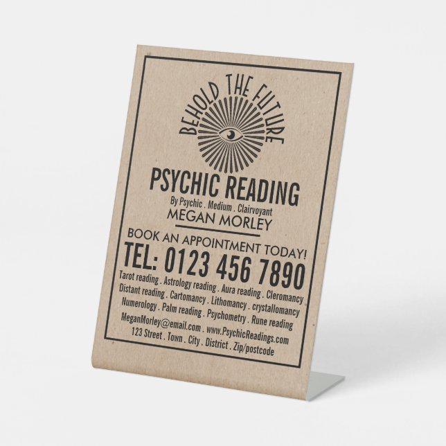 Auge der Vorsehung, psychische Leserwerbung Sockelschild (Vorderseite)