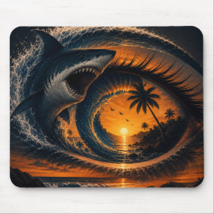 Auge der Welle – Surrealer Shark Sonnenuntergang W Mousepad