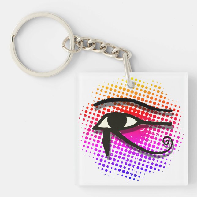 Auge des ägyptischen Symboles farbenfroher Vortex Schlüsselanhänger (Vorderseite)