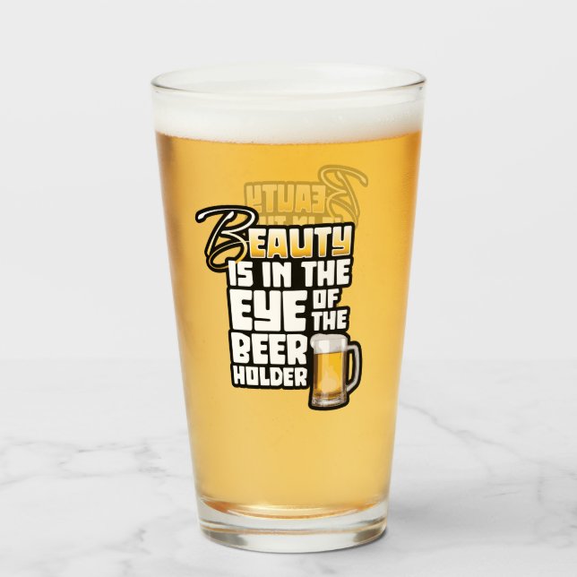 Auge des Bierhalters - Funny Beer Drinker Glas (Vorne (Gefüllt))