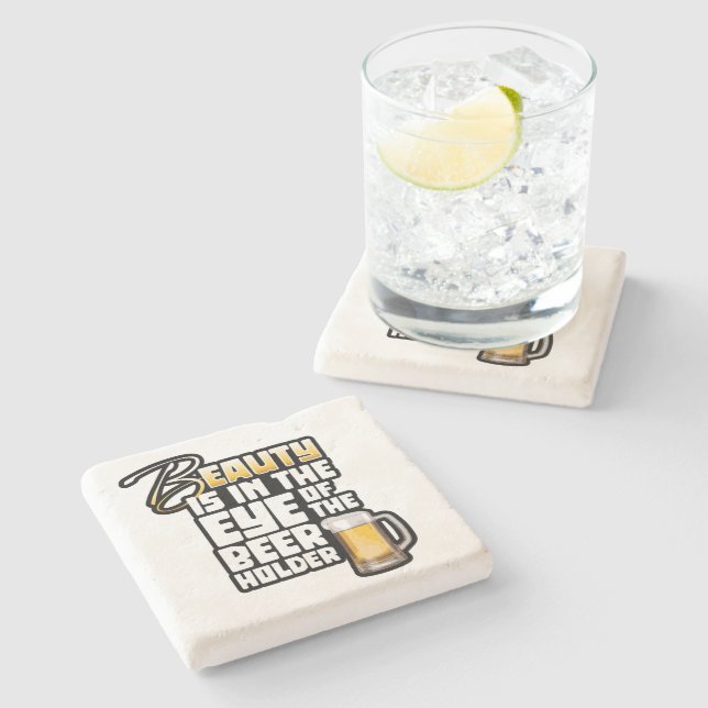 Auge des Bierhalters - Funny Beer Drinker Steinuntersetzer (Seitenansicht)