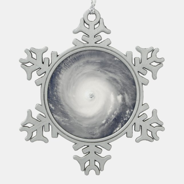 Auge des Hurrikans Schneeflocken Zinn-Ornament (Vorderseite)