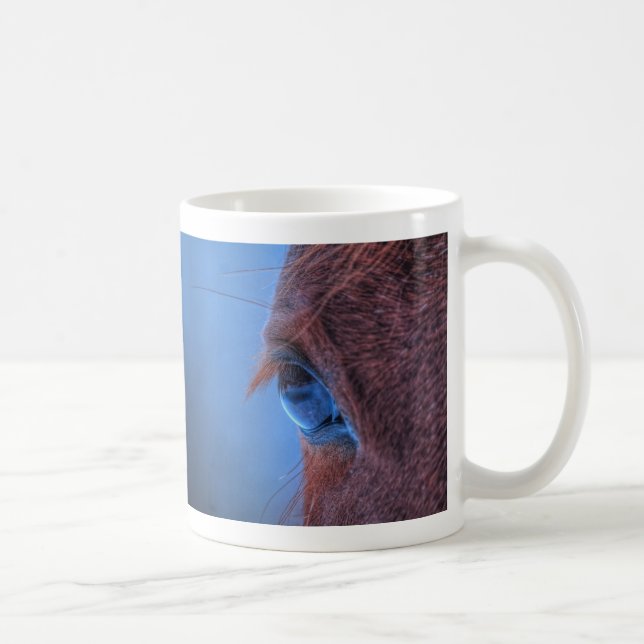 Auge des Kastanienroses PferdeEquine Foto Kaffeetasse (Rechts)