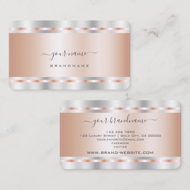 Auge Fangen Rose Gold und Silber Beruflich Visitenkarte (Vorne/Hinten)