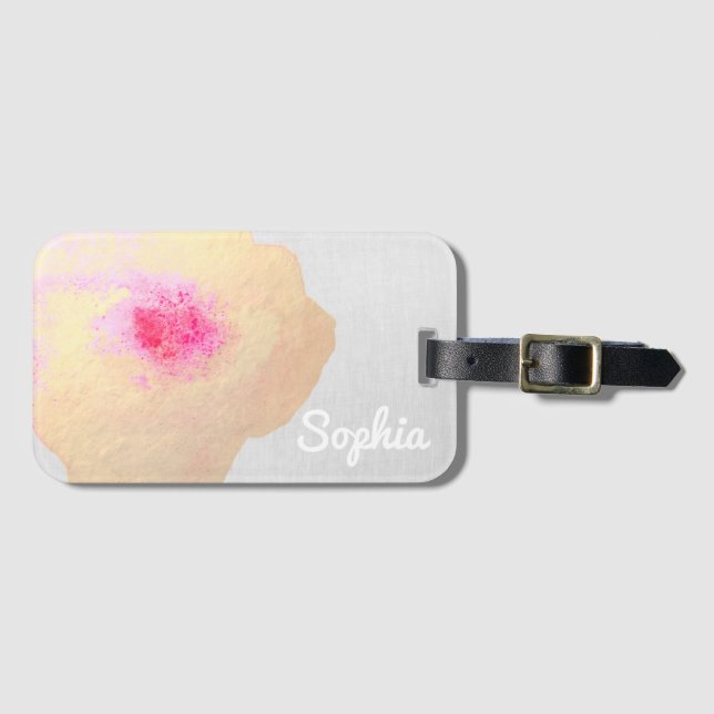 Auge fängt Gold Pink Aquarellfarbe Name Gepäckanhänger (Vorderseite (Horizontal))