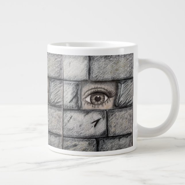 "Auge hinter der Mauer" Jumbo-Tasse (Rechts)