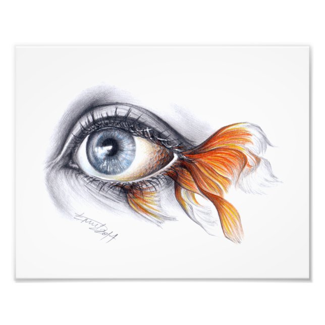 Auge mit Schwanz Surreal zeichnend Kunst Fotodruck (Vorne)