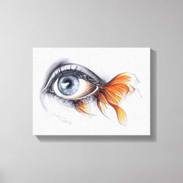 Auge mit Schwanz Surreal zeichnend Kunst Leinwanddruck (Vorderseite)