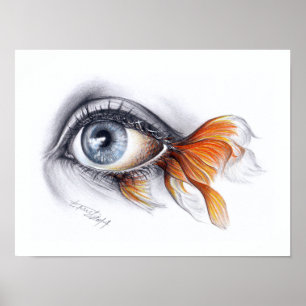 Auge mit Schwanz Surreal zeichnend Kunst Poster