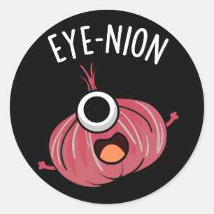 Auge-nion Lustige Zwiebel Wortspiel Dunkler Hinter Runder Aufkleber