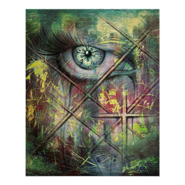Auge Spielkarten Kreuz Poster (Vorderseite)