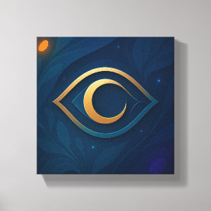 Auge und Mondsichel-Wandkunst – Mystisches moderne Leinwanddruck