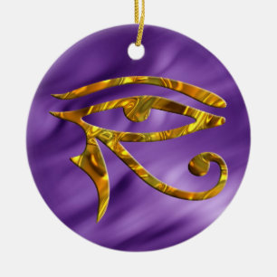 Auge von Horus - GOLD  lila Wellen Keramik Ornament