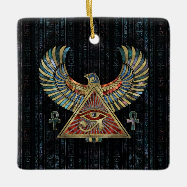 Auge von Horus - Wadjet Edelstein und Gold Keramikornament (Vorderseite)