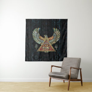 Auge von Horus - Wadjet Edelstein und Gold Wandteppich